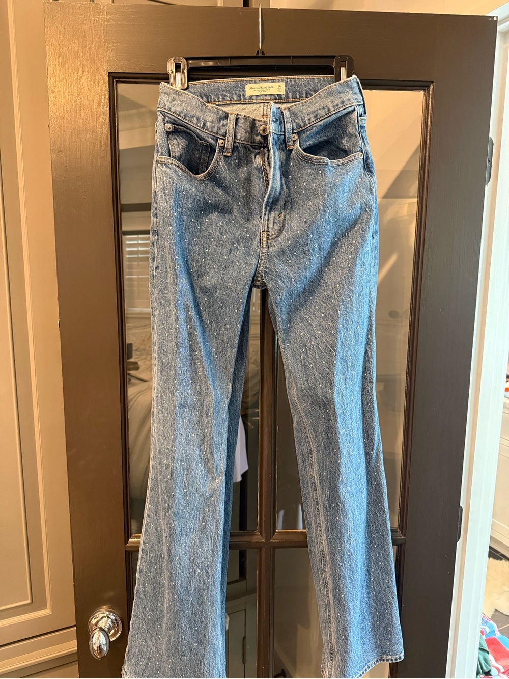 Abercrombie High Rise 90s Relaxed Shiny Embellished Jean